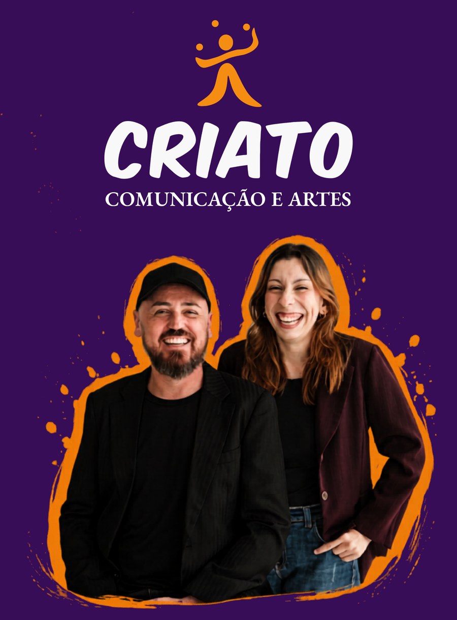Criato Comunicação e Artes. Foto de Tota Rozante e Giovana Catto sorrindo.
